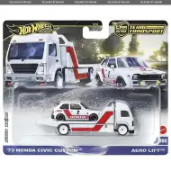 Hot Wheels: Aero Lift Premium laweta i 73 Honda Civic Custom samochodzik 1/64 - Mattel