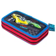 Hot Wheels Criss Cross Crash dwupoziomowy piórnik z wyposażeniem