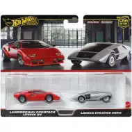 Hot Wheels Deluxe zestaw dwóch samochodzików Lamborghini Countach LP5000 QV i Lancia Stratos Zero – Mattel