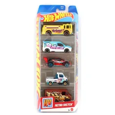 Hot Wheels Metro Sketch — zestaw 5 samochodzików w skali 1:64 – Mattel