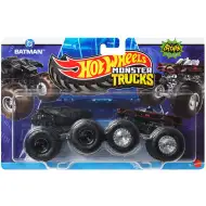 Hot Wheels Monster Trucks: Batman kontra klasyczny Batmobil z serialu TV, zestaw 2 samochodzików 1/64 - Mattel