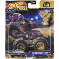 Hot Wheels Monster Trucks: Scratch Attack zwycięski samochodzik z pucharem 1/64 - Mattel