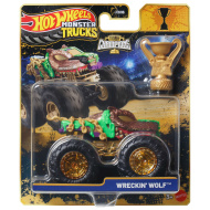 Hot Wheels Monster Trucks: Wreckin Wolf mistrzowski monster truck z pucharem 1/64 - Mattel