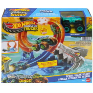 Hot Wheels Monster Trucks: zestaw torowy Spiral Shark Smash z samochodzikiem Mega-Wrex – Mattel