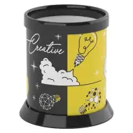 ICO: Pojemnik na przybory piśmienne w kształcie walca z napisem i wzorem "Creative".