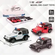 Jeep Wrangler policyjny model samochodu metalowy z mechanizmem pull-back w kilku wariantach 1/32