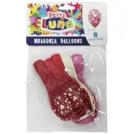 Kolorowe balony z wzorem w serduszka, opakowanie 8 sztuk