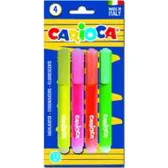 Kolorowy zestaw cienkich markerów fluorescencyjnych 4 szt. - Carioca