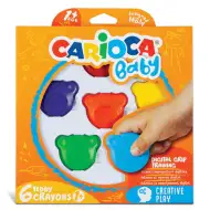 Kredki świecowe w kształcie misia Baby Teddy 6 sztuk - Carioca