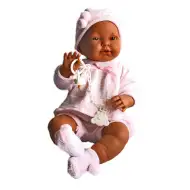 Kreolska lalka niemowlę w różowym ubranku, 45 cm