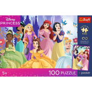 Księżniczki Disneya puzzle UFT 100 elementów z plakatem - Trefl