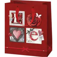 LOVE torba prezentowa z ekskluzywnym wzorem róż, duży rozmiar 27x14x33 cm
