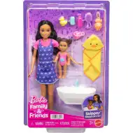Lalka Barbie w sukience w serduszka, zestaw do zabawy z opiekunką - Mattel
