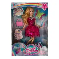 Lalka Dream Girl w różowej sukience koktajlowej z akcesoriami 29 cm