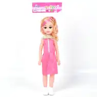 Lalka w różowej sukience w rozmiarze 46 cm.