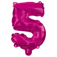 Liczne balony foliowe w kolorze różowym – cyfra 5, 96 cm