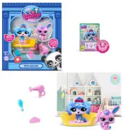 Littlest Pet Shop: Petfluencers piesek i króliczki zestaw figurek 2 sztuki - Super salon seria 2