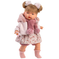 Llorens: Joelle 38 cm płacząca lalka z szalikiem z frędzlami