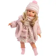 Llorens: Lalka Lucia 40 cm w kwiecistej sukience z torebką