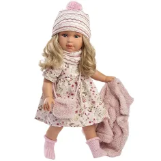 Llorens: Lalka Lucia 40 cm w kwiecistej sukience z torebką zdjęcie 3