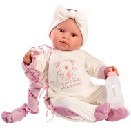 Llorens: Lea, 45 cm płacząca lalka z smoczkiem w pajacyku z motywem koali.