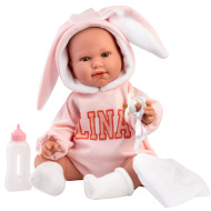 Llorens: Lina, 45 cm, płacząca lalka w ubranku z króliczymi uszami
