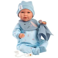 Llorens: Llorón 42 cm lalka z dźwiękiem i śliniakiem z motywem pieska zdjęcie 3