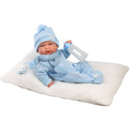 Llorens: Nico 40 cm - lalka noworodek z butelką i poduszką
