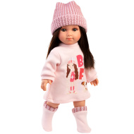 Llorens: lalka Sara 35 cm w różowej dzianinowej czapeczce.