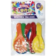 Luna: Kolorowe balony z wzorem fajerwerków, zestaw 8 sztuk