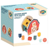 Luna: Kolorowy drewniany domek sortujący kształty – zabawka rozwijająca umiejętności