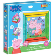 Luna: Peppa Pig 2 w 1, 64-elementowe puzzle do kolorowania z ramką