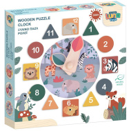 Luna: Zwierzęta i kształty – drewniany zegar sortujący kształty, gra rozwijająca umiejętności