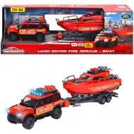 Majorette: Land Rover straż pożarna z łodzią, efekty świetlne i dźwiękowe, 33 cm - Simba Toys