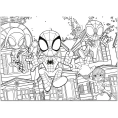 Marvel Spidey 2 w 1 maxi puzzle 4x48 elementów i kolorowanka 35x25 cm - Lisciani zdjęcie 2