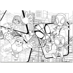 Marvel Spidey 2 w 1 maxi puzzle 4x48 elementów i kolorowanka 35x25 cm - Lisciani zdjęcie 3