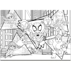 Marvel Spidey 2 w 1 maxi puzzle 4x48 elementów i kolorowanka 35x25 cm - Lisciani zdjęcie 4