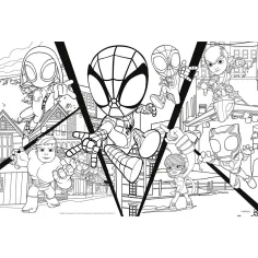 Marvel Spidey walczy 2 w 1, puzzle 24-elementowe i kolorowanka 50x35 cm - Lisciani zdjęcie 2