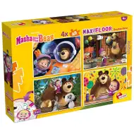 Masza i Niedźwiedź 2 w 1 maxi podłogowe puzzle i kolorowanka 4x48 elementów 35x25 cm - Lisciani