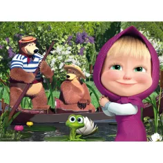 Masza i Niedźwiedź nad jeziorem 2 w 1, puzzle maxi Eco 24 elementy i kolorowanka 70x50 cm - Lisciani zdjęcie 2