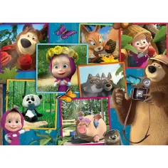 Masza i Niedźwiedź, obrazki 2 w 1, maxi puzzle podłogowe 35 elementów i kolorowanka 70x50 cm – Lisciani zdjęcie 2