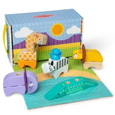 Melissa&Doug: Blockables - Drewniany zestaw do zabawy z safari zwierzętami - Spin Master zdjęcie 3