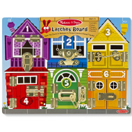 Melissa &amp; Doug: Drewniana tablica manipulacyjna z zamkami i zasuwami rozwijająca umiejętności - Spin Master