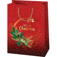 Merry Christmas czerwona duża torba prezentowa 24x35x9 cm