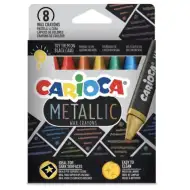 Metaliczny zestaw 8 trójkątnych kredek woskowych – Carioca