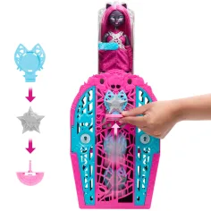 Monster High: Strasznie fajne sekrety przyjaciółek – Upiorne śledztwo w Hauntlywood, lalkę Catty Noir - Mattel zdjęcie 2