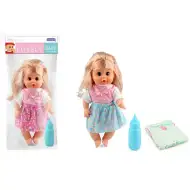 Mrugająca lalka w sukience z kokardą i akcesoriami 30 cm