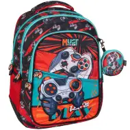Must... Gamer zaokrąglony plecak szkolny z 3 przegrodami, 32x18x43 cm