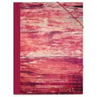 Must: Czerwona teczka z gumką z motywem drewna 25x35cm