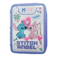 Must: Disney Stitch &amp; Angel dwupoziomowy wypełniony piórnik 15x5x21cm